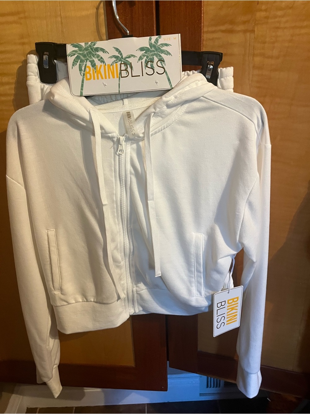 Bikini Bliss White Cropped Zip Hoodie/Short Set
